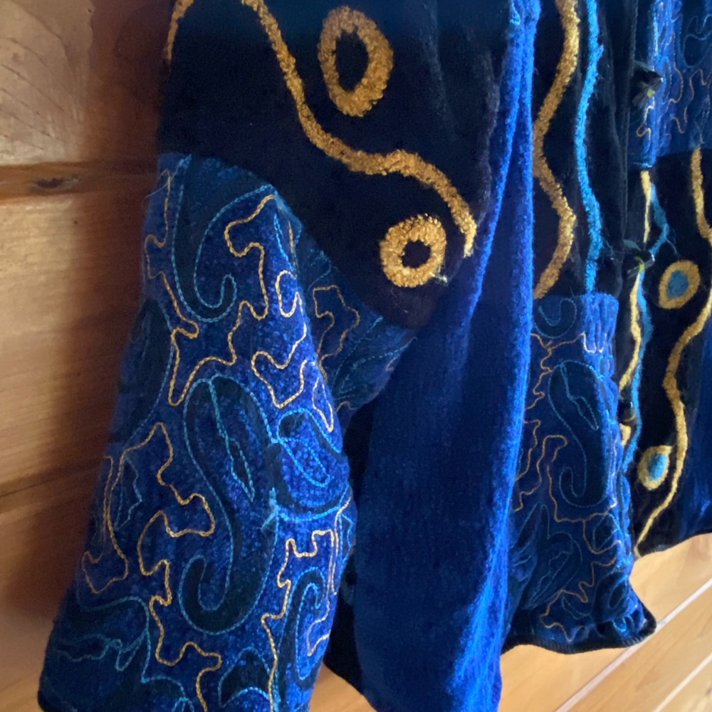 Vibrant Blue And Black Patchwork Jacket - image 5